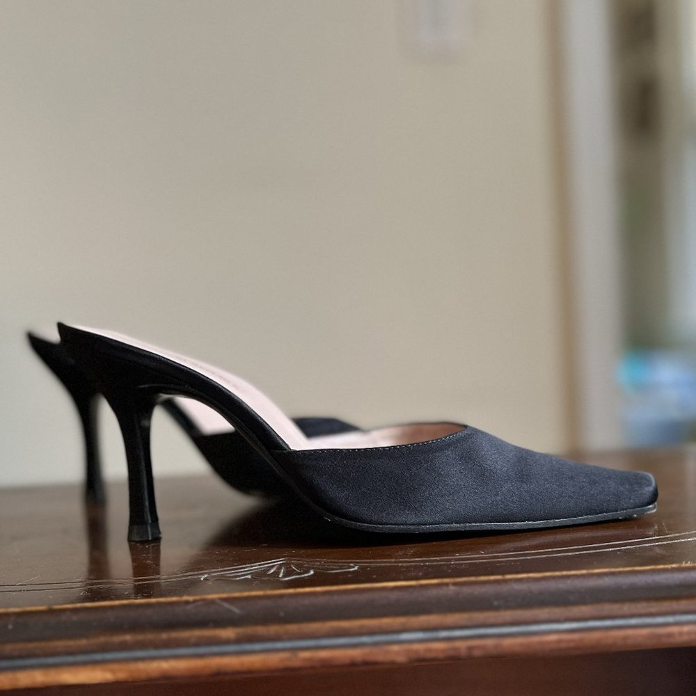 Black Silk Mules, Size 6.5
